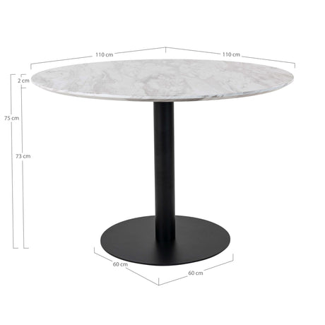Jedálenský stôl Bolzano – Ø110 cm, s čiernymi nohami 