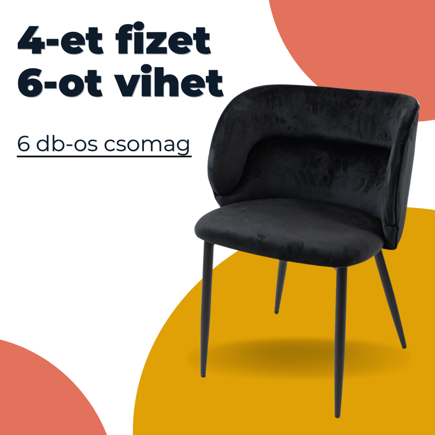 Jedálenská stolička KL Violet, čierna, 6-dielna ponuka