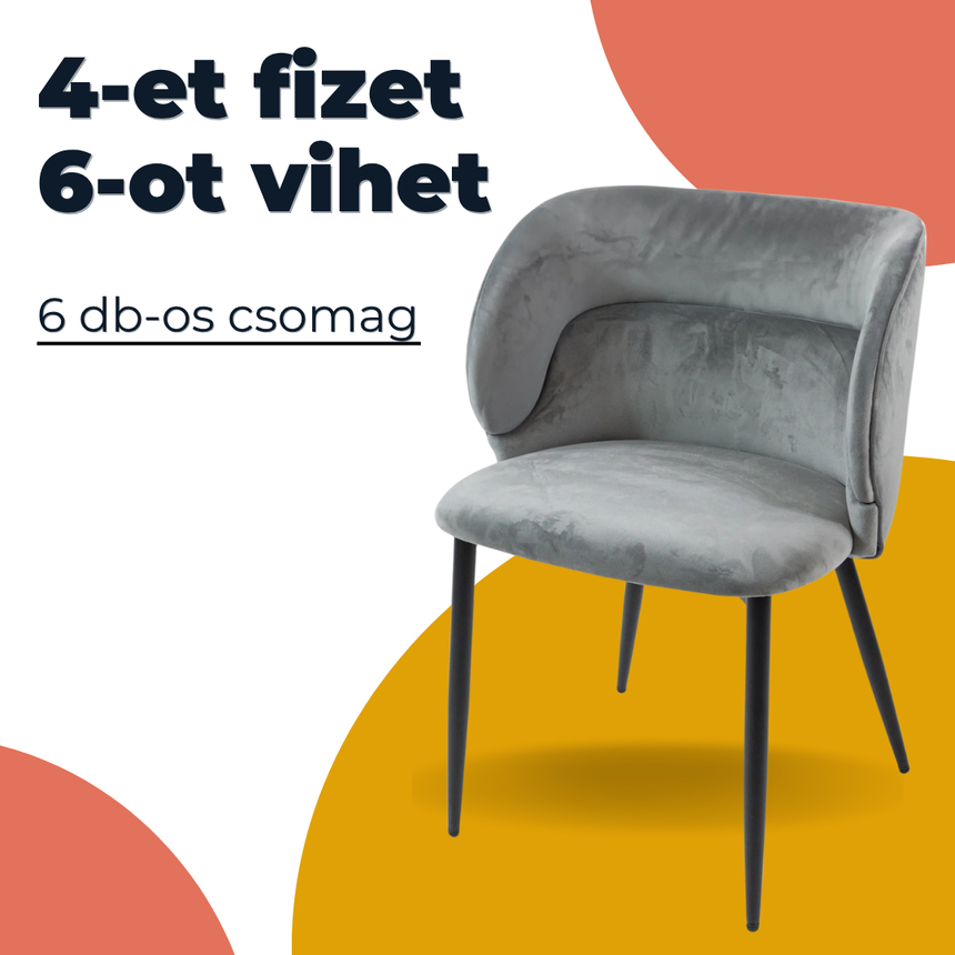 Jedálenská stolička KL Violet, sivá, 6-dielna ponuka