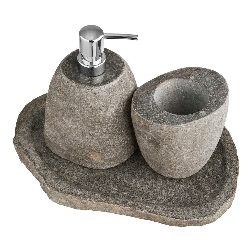 Kúpeľňová súprava Gara, úložný pohár, dávkovač mydla, podnos