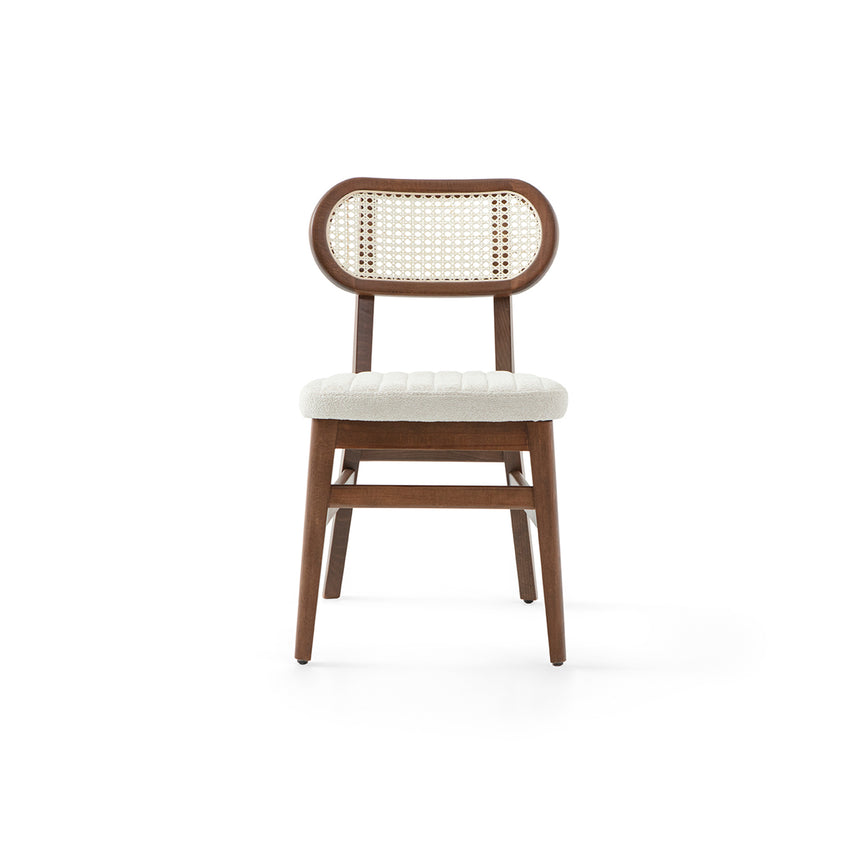 Prútená reštauračná stolička Evans s voliteľným čalúnením, morená 