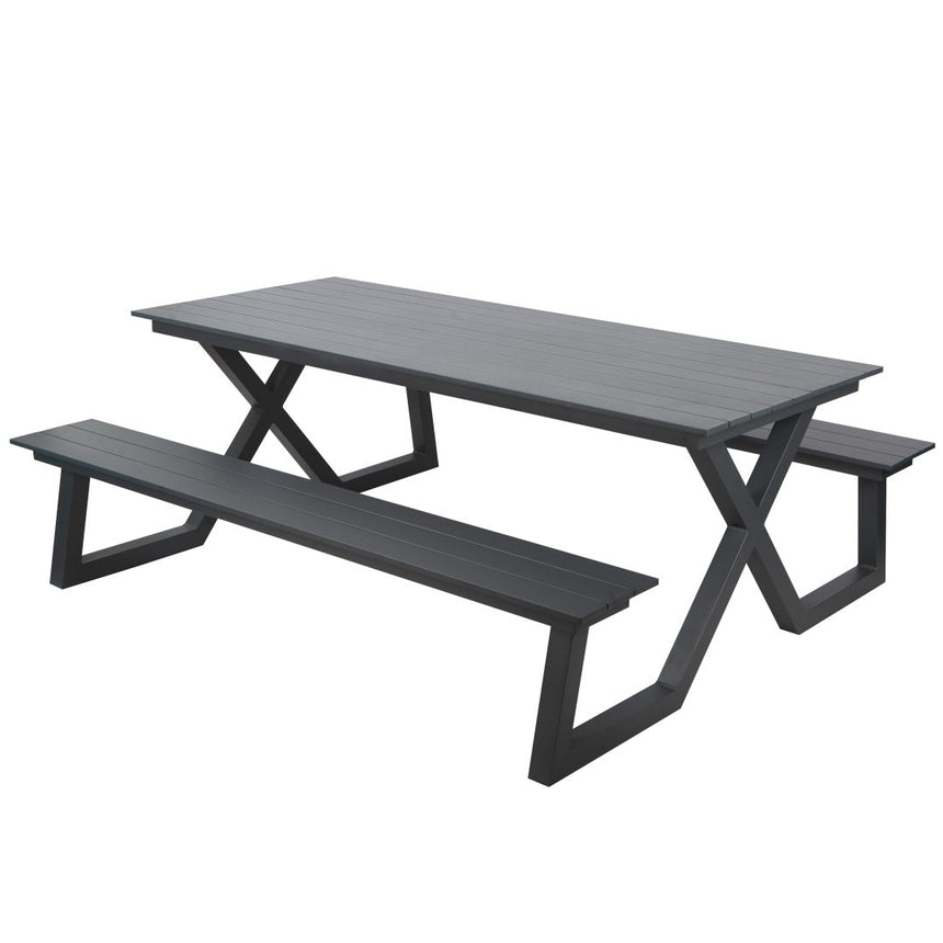 Jedálenský stôl Darby s lavicami, antracit