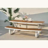 Moderný jedálenský stôl Troy s lavicami, biely