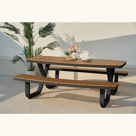 Moderný jedálenský stôl Troy s lavicami, čierny