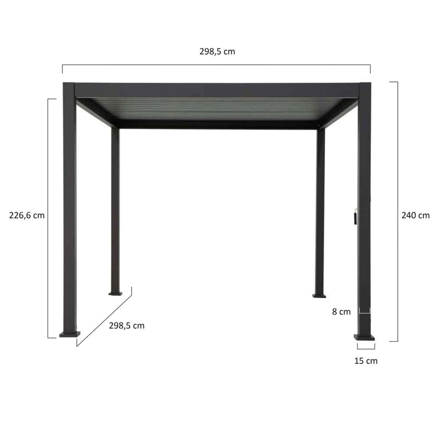 Reflect Standard 3×3 m bioklimatikus alumínium pergola – antracit, 8 cm-es oszlopokkal