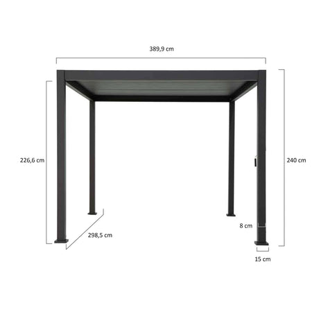 Reflect Standard 3×4 m bioklimatikus alumínium pergola – antracit, 8 cm-es oszlopokkal