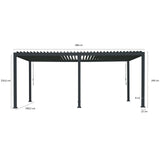 Reflect Standard 3×6 m bioklimatikus alumínium pergola – antracit, 8 cm-es oszlopokkal