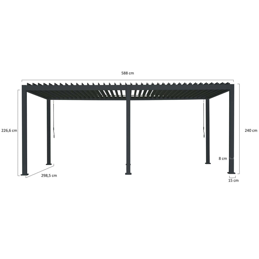 Reflect Standard 3×6 m bioklimatikus alumínium pergola – antracit, 8 cm-es oszlopokkal