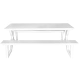 Jedálenský stôl Darby s lavicami, biely