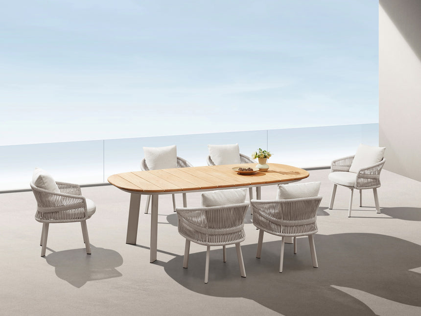 Higold Aio 6 személyes kerti étkezőszett - Taupe/Fehér