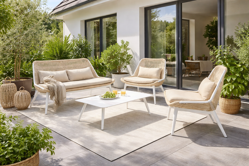 Záhradná súprava Grattoni Como pre 4 osoby, béžová 