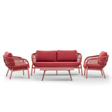 Záhradná súprava Grattoni Elba pre 4 osoby v červeno-koralovej farbe