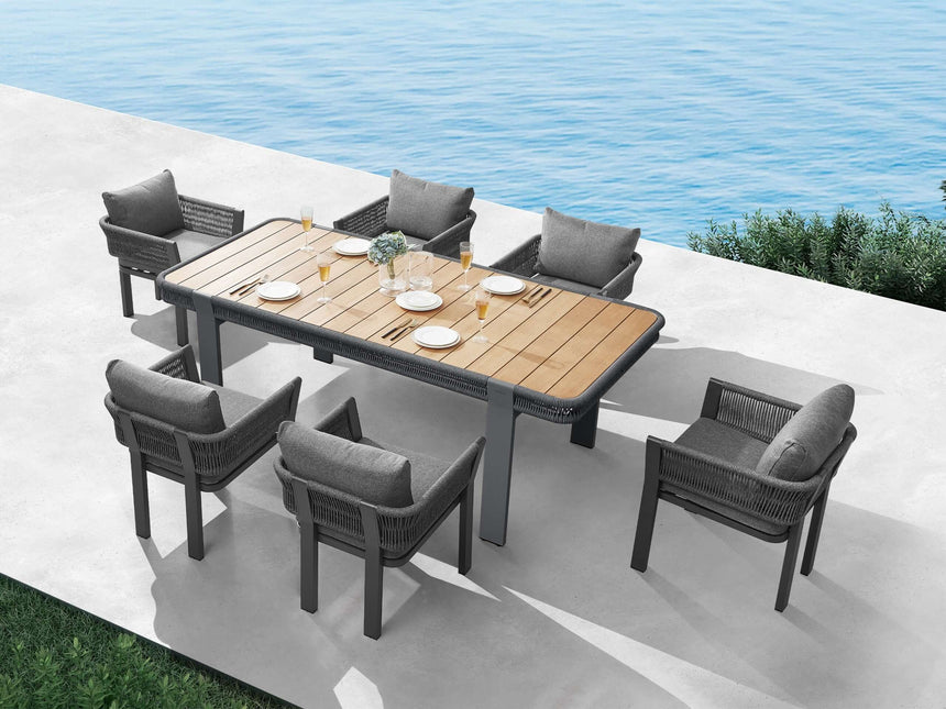 Záhradná jedálenská súprava Higold Borromeo pre 6 osôb v čiernej farbe