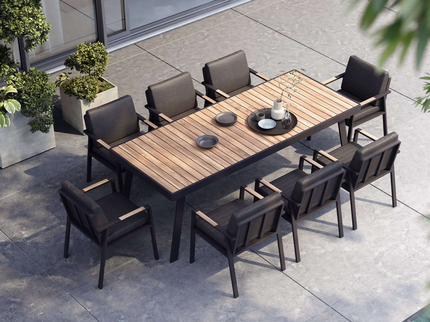 Higold Nofi - 8-miestna záhradná jedálenská súprava v čiernej farbe