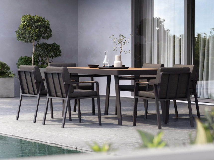 Higold Nofi - 8-miestna záhradná jedálenská súprava v čiernej farbe