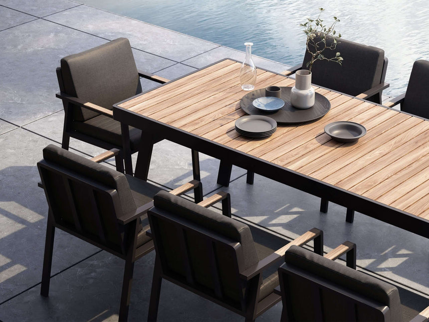 Higold Nofi - 8-miestna záhradná jedálenská súprava v čiernej farbe