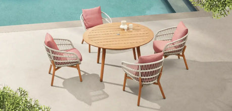 Záhradná jedálenská súprava Higold Vasca pre 4 osoby v koralovej farbe
