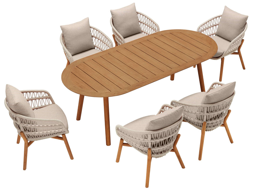 Záhradná jedálenská súprava Higold Vasca pre 6 osôb v béžovej farbe