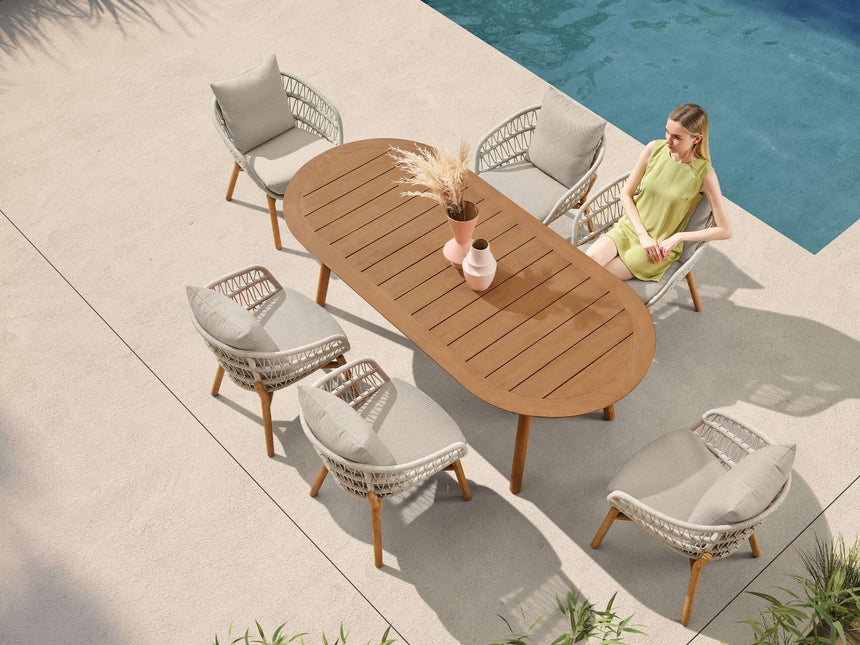 Záhradná jedálenská súprava Higold Vasca pre 6 osôb v béžovej farbe