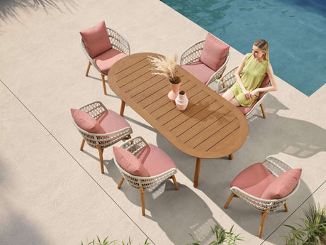 Záhradná jedálenská súprava Higold Vasca pre 6 osôb v koralovej farbe