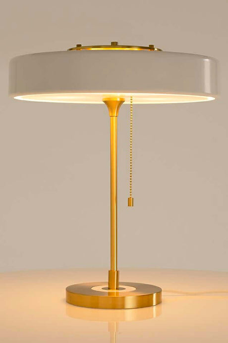 Stolová lampa Arte biela a zlatá – hliník, sklo