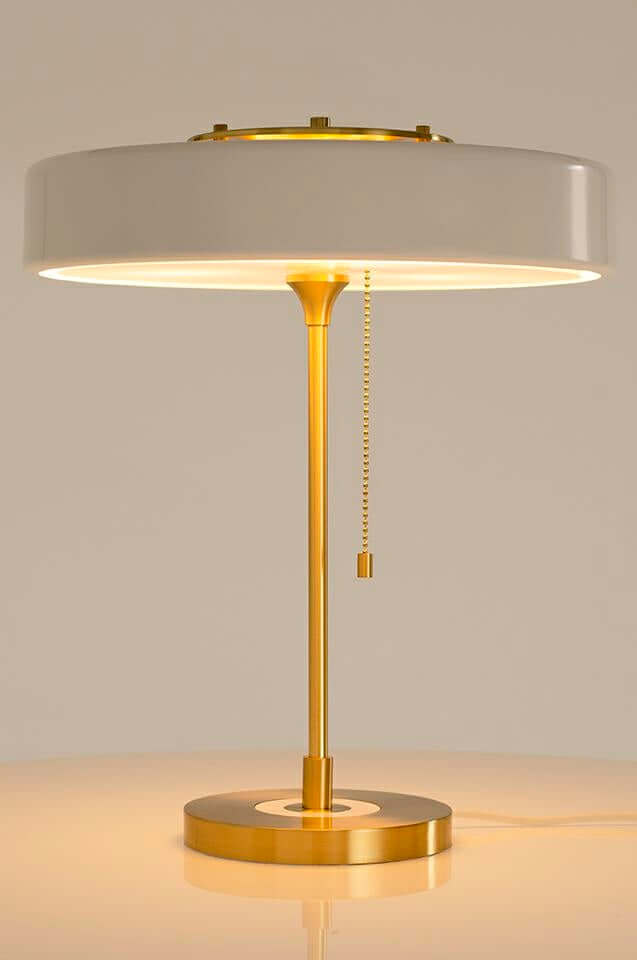 Stolová lampa Arte biela a zlatá – hliník, sklo