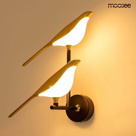 Nástenná lampa Bird Twin zlatá