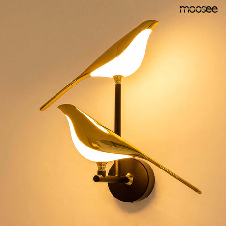 Nástenná lampa Bird Twin zlatá