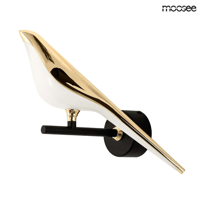 Nástenná lampa s motívom vtáka v zlatej farbe