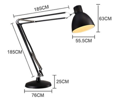 Obrovská stojaca lampa čierna – kovová