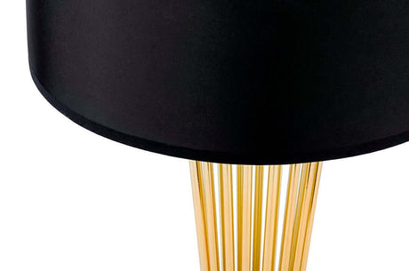 Stojaca lampa Holmes zlatá s čiernym tienidlom – kovová