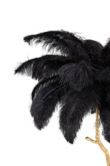 Stojacia lampa Tiffany 175 čierno-medená / s prírodným perím