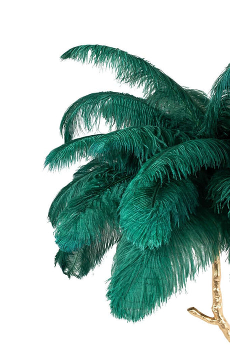 Stojacia lampa Tiffany 175 zeleno-medená / s prírodným perím