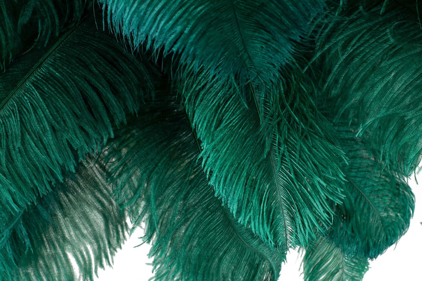 Stojacia lampa Tiffany 175 zeleno-medená / s prírodným perím