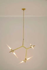 Svietnik 6 závesných svietidiel zlatý – hliník, sklo