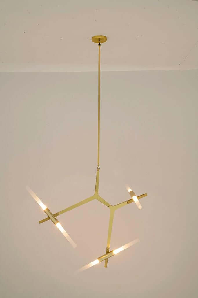 Svietnik 6 závesných svietidiel zlatý – hliník, sklo