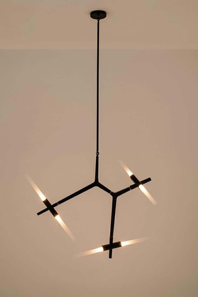 Závesná lampa Candelabru 6 čierna – hliník, sklo