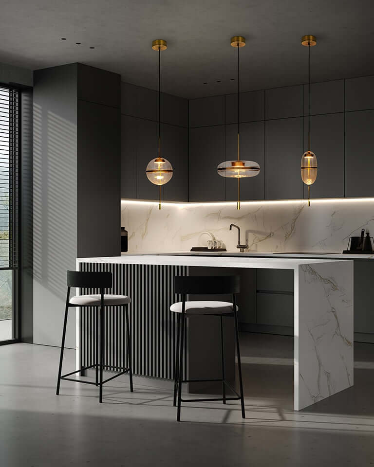 Závesná lampa Chaplin 360 medená – LED, sklo