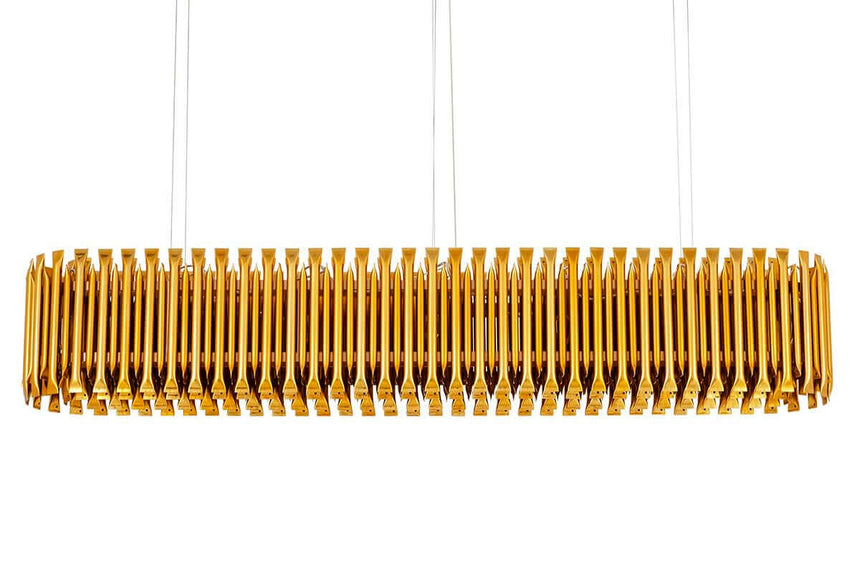 Závesná lampa Galliano Long tmavo zlatá – hliník, uhlíková oceľ