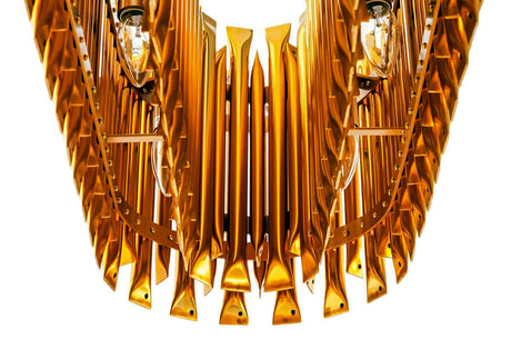Závesná lampa Galliano Long tmavo zlatá – hliník, uhlíková oceľ