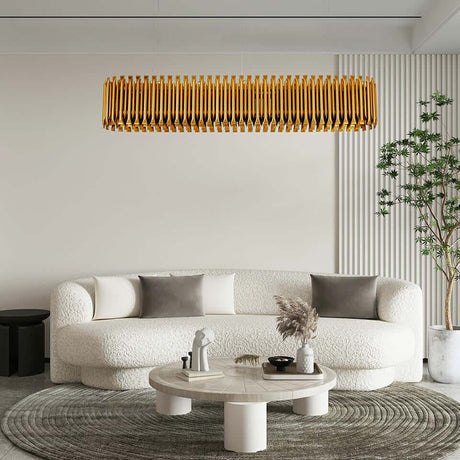Závesná lampa Galliano Long tmavo zlatá – hliník, uhlíková oceľ