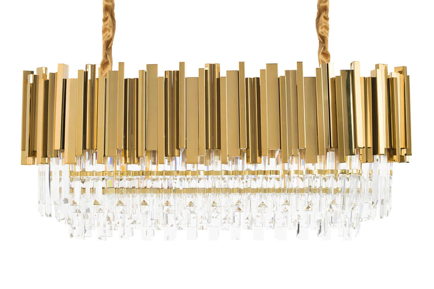 Závesná lampa Imperial Long Gold 90 – oceľ, krištáľ