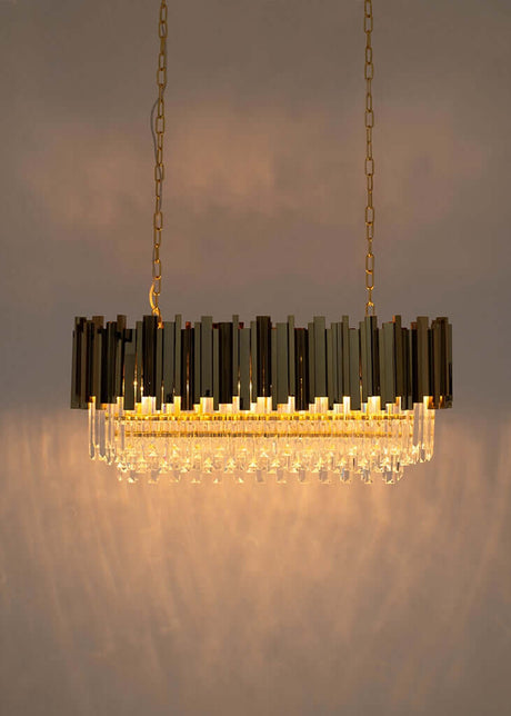 Závesná lampa Imperial Long Gold 90 – oceľ, krištáľ