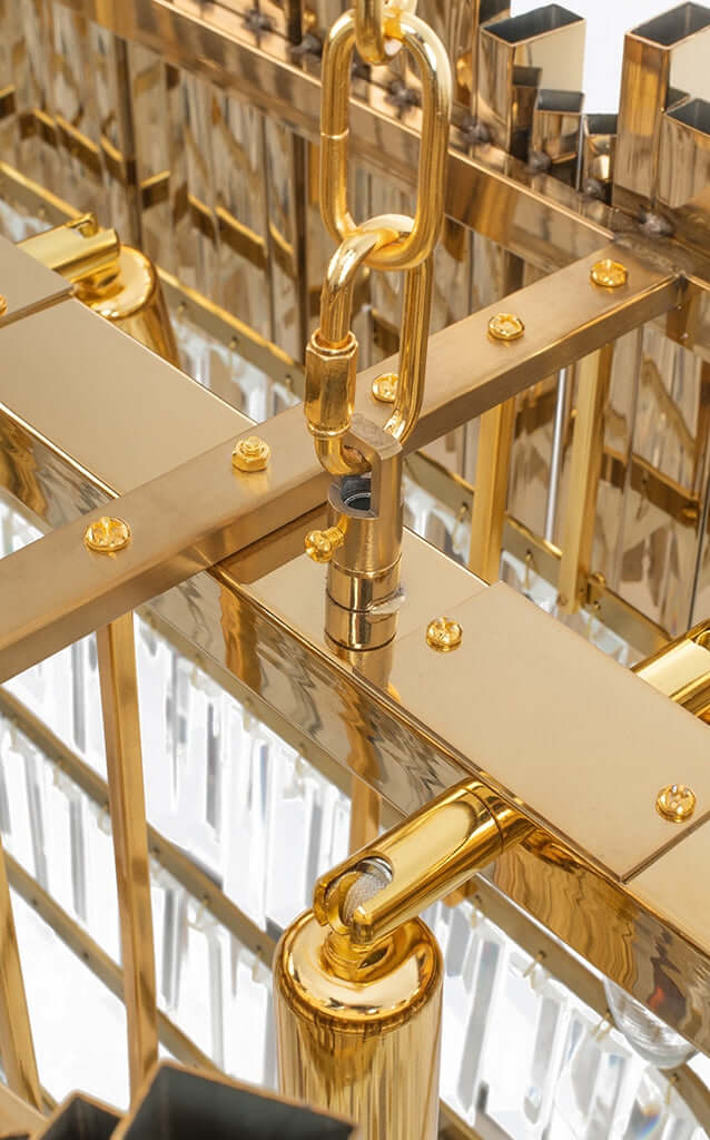 Závesná lampa Imperial Long Gold 90 – oceľ, krištáľ