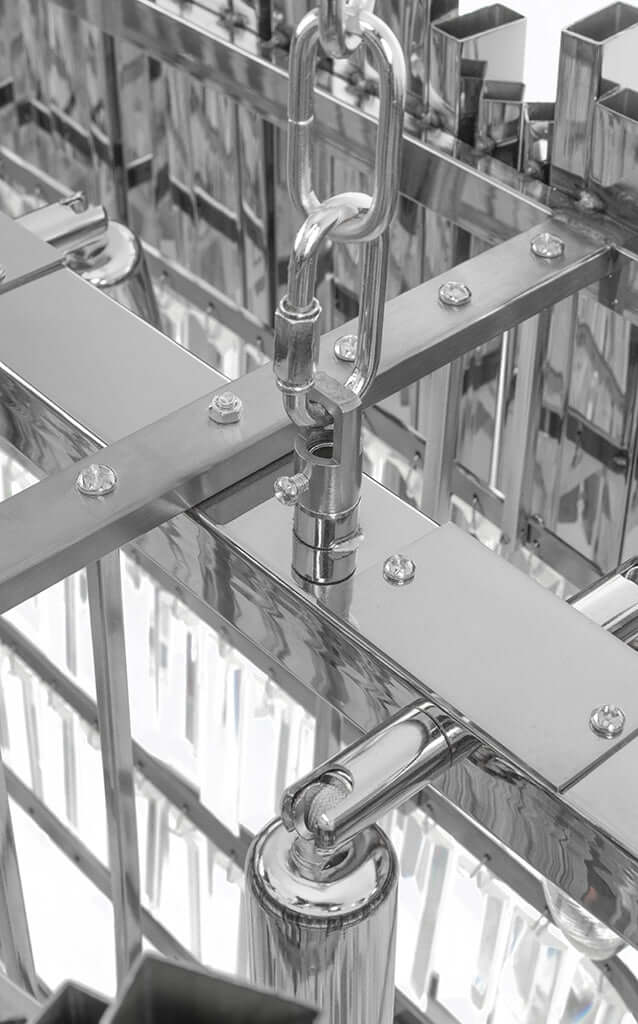 Závesná lampa Imperial Long Silver 90 – oceľ, krištáľ