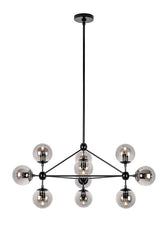 Závesná lampa Planetario 10 čierna - s tienidlom z dymového skla