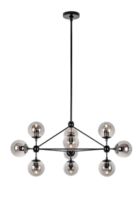 Planetario 10 fekete függesztett lámpa – füstüveg búrával