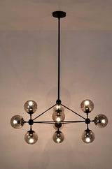 Závesná lampa Planetario 10 čierna - s tienidlom z dymového skla