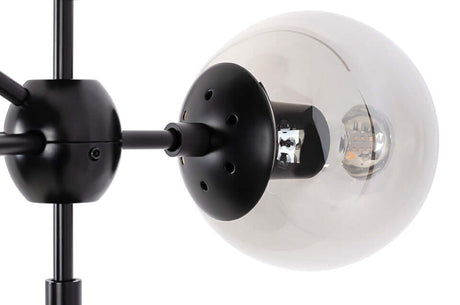 Závesná lampa Planetario 10 čierna - s tienidlom z dymového skla