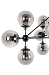 Závesná lampa Planetario 10 čierna - s tienidlom z dymového skla